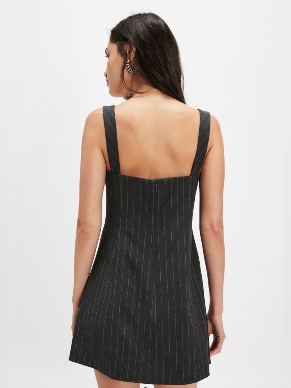 Retrofete Black Pinstripe Cutout Mini Dress updated with pictures - Picture 2 of 15